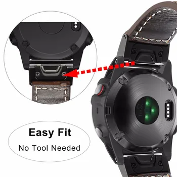 26mm Lengvai Tilptų natūralios Odos Watchband Garmin Fenix 3/3 HR/5X/5X Plius Watch Band Greito Atleidimo Dirželis Plieno Apyrankės Užsegimas