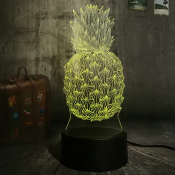 Naujas Naujiena 3D Ananasų Ananas LED Nakties Šviesos 7 Spalvų Keisti Namų Kambario Dekoro Vaikas, Vaikai, Kūdikis Miega Stalo Lempos Festivalis lempos