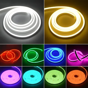 RGB LED Neon Light Pasirašyti 220V LED Juostelės Neoninės Lempos Su ES Adapteris 1/2/3/4/5/6/7/8M Juosta Šviesos Diodų Lauko Apšvietimas