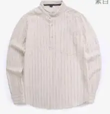 2018 m. pavasario/vasaros vyriškų marškinių medvilnės ir lino ilgomis rankovėmis marškinėliai Ehinese stiliaus juodos spalvos marškinėliai DY-244