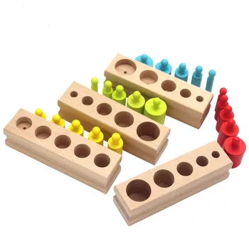 Montessori Ugdymo Mediniai Žaislai Cilindrų bloko nustatyti Ankstyvojo ugdymo Montessori Jutimo Žaislai chirldren ankstyvo mokymosi