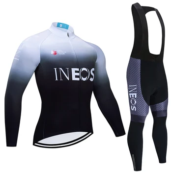 Naujas baltos spalvos INEOS dviračių džersis 20D Dviratį Sportinės Kelnės vyrams, ilgai Ropa Ciclismo Šilumos Vilnos dviračių Maillot Culotte