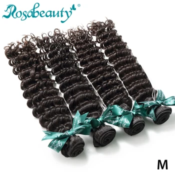 RosaBeauty Plaukų Produktų, 8A Klasės Malaizijos Plaukų Giliai Banga Žmogaus Plaukų Ryšulių Natūralus Juodas Remy Plaukų priauginimas