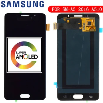 Bandymo Super AMOLED skystųjų kristalų (LCD Samsung Galaxy A5 2016 A510F A510M A510FD A5100 A510Y LCD Ekranas Jutiklinis Ekranas skaitmeninis keitiklis Asamblėja