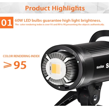 Godox LED Vaizdo Šviesos SL-60W 5600K Balta Versiją, Vaizdo Šviesos, Nuolatinis apšvietimas Bowens Mount Studija Vaizdo Įrašymo