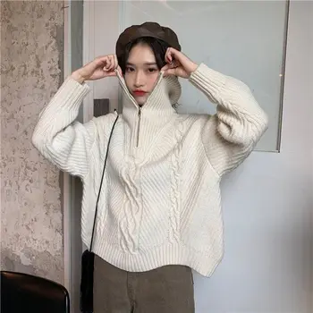 Wavsiyier Jumper Negabaritinių Mielas Derliaus Korėjos Elegantiškas Megztas Megztinis Moterų 2020 M. Rudenį Prarasti Žiemos Megztinis Storas Kieta Laisvas