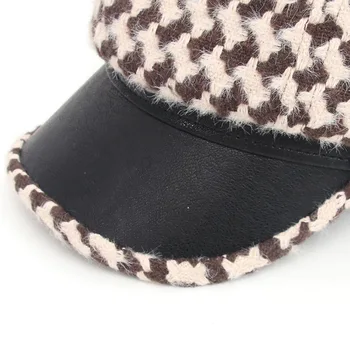 Žiemą ir Rudenį Moterys Newsboy Skrybėlės Retro Stiliaus Lenkti Kraštų Vilnonis Pledas Reguliuojamas Kraštų Lauko Mados Moteriškos Kepurės