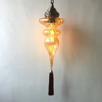 Naujausias stilius Turkijos etninės muitinės Kavos lempos romantiška kavinė restoranas, baras medžio Pakabukas šviesos juosta kūrybos priedai veltiniams, vilna lempa