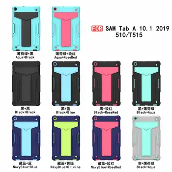 Silikono + Kompiuterio Kietąjį Atgal Stand Case Cover For Samsung Galaxy Tab 10.1 2019 T510 T515 SM-T510 SM-T515 atsparus smūgiams Tablet Atveju