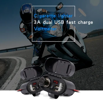 WUPP Motociklo Cigarečių Degiklio Lizdas, USB Dual Greitas Įkroviklis Voltmeter Skaitmeninis Laikrodis Switch Valdymo Vandeniui OCP