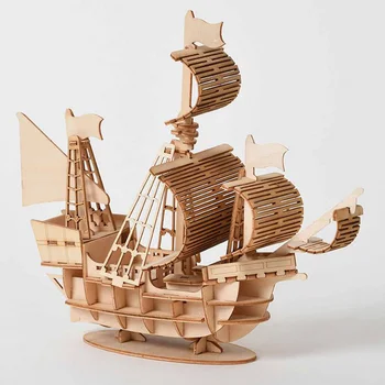 Lazerio Pjovimo Burinių Laivų Statyba akmenys Žaislai 3D Medinė Dėlionė Asamblėjos Medienos Rinkiniai, Stalo Apdailos Plytos Žaislas Vaikams, Vaikai