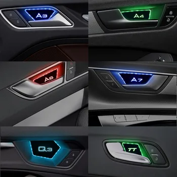 4Pcs Automobilio LED Durų Rankena Dubenėlį, Padengti Individualų Audi A3, A4 Q7 A6 A5 Q5 TT Allroad Quattro Interjeras RGB Spalvų Automobilių Reikmenys