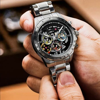 HAIQIN KONSTRUKCIJOS skeletas vyriški mechaniniai laikrodžiai prabangus automatinis laikrodis vyrams, sporto vandeniui riešo žiūrėti mens Reloj hombres 2020 m.