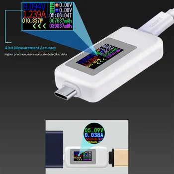 10 1 SROVĖS Tipas-C USB Testeris Dabartinių 4-30 V Įtampos Matuoklis Laiko Ammeter Skaitmeninis Ekranas Cut-off Power Indikatorius Banko Įkroviklis