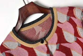 Prabangos Dizaineris Prekės Megzti Megztinis Moterims, O Kaklo Aukso Linija Meilė Širdies Aukšto Juosmens Dryžuotas Susagstomų Megztinių