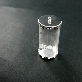 40x20mm apvalus stiklinis vamzdelis butelis sidabro bezel plokštelę 