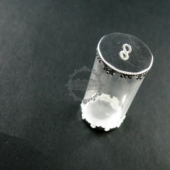 40x20mm apvalus stiklinis vamzdelis butelis sidabro bezel plokštelę 