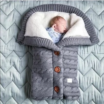 Kūdikių miegmaišis Paketas Žiemą Vaikai Sleepsack Footmuff Už Vežimėlis Mezgimo Miego Maišas Suvystyti Naujagimiai, Mezgimo Vilnos vystyklų kokoną