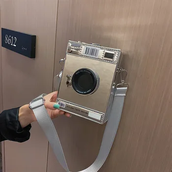 Harajuku PU Krepšys Mados 3D vaizdo Kamera Moterų Messenger Crossbody Maišelį, Rankinę Mažos Piniginės
