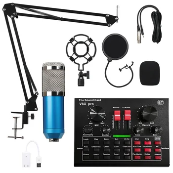 BM 800 Mikrofonas su V8X Pro Garso plokštė BM800 Mikrofonas Profesinės Kondensatoriaus Mikrofonas, Kompiuterių Transliacijų Įrašymas