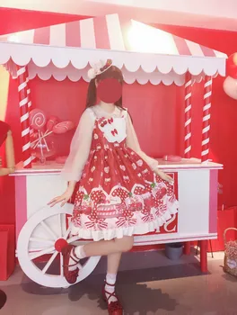 Japonų Stiliaus Merginos Kawaii JSK Lolita Princess arbatėlė Suknelė Moterims Saldus Lankas Pynimas Lėlės Tarnaitė Anime Cosplay Kostiumai, T-shirt