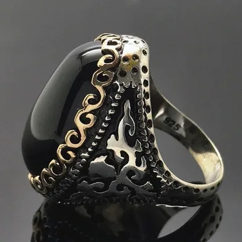 925 Sidabro Žiedas marcasite Juodas Cirkonis Žiedas, Moterų Perdėtai Žąsų Kiaušinių Spalvų Brangakmenio Žiedas