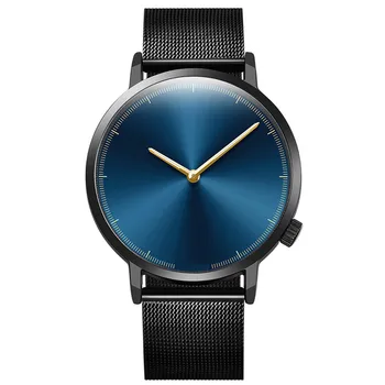 Laikrodžiai Mens Paprasta Mėlyno Stiklo Mens Laikrodis Laikrodis Mados Verslo Laikrodžiai Vandeniui Nerūdijančio Plieno Tinklelio Su Elegantiška Reloj