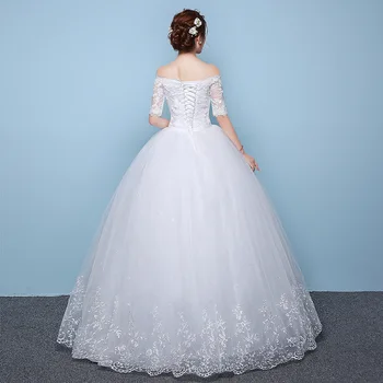 Vestuvinė Suknelė 2020 Naujas Prabangus Pusė Rankovės Elegantiškas Valtis Kaklo Kamuolys Suknelė Nuo Peties Princesė Vestido De Noiva Plius Dydis