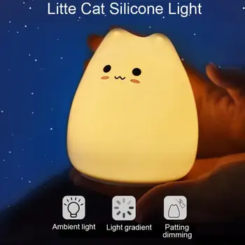LED Spalvinga Silikono Naktį Šviesos Gyvūnų Katė Silikono Minkštas USB Lempos 8 Dovana Vaikui Spalvos Kūdikių Vaikams, Cartoon Nurs K3R4