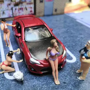 Rasė Medalis 1:64 Pav Diorama Automobilių Plovimo Sesuo Bikini Puikus Riebalų Sesuo Scenarijų Modelį, degtukų dėžutė Modelis Meilužis Žaislai