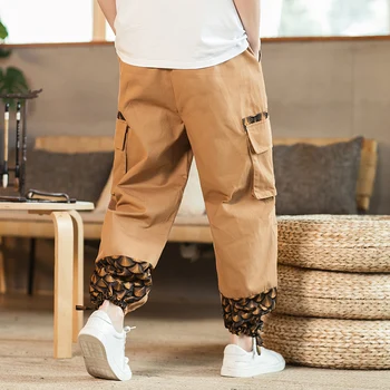 Laisvalaikio Medvilnės Skalbiniai Vyrų Haremas Kelnės Elastinės Juosmens Multi-Pocket Mens Krovinių Kelnės 2020 Naujų Pieštukų Kelnes Vyrų Streetwear