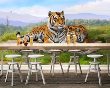 Beibehang Užsakymą tapetai Miško tigrų džiunglės freskos miegamasis, gyvenamasis kambarys su sofa-lova, TV foną, sienos, namo apdailos 3d tapetai