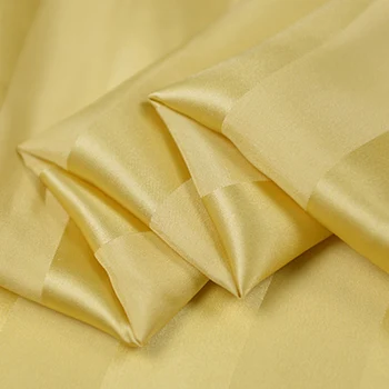 Geltona mados dryžuotas šilko satino audinys labai kietas ir sklandžiai vasaros suknelė,SSC464