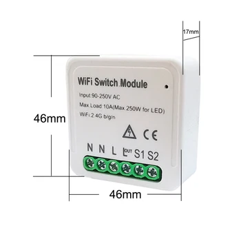 Paslėptas Smart Switch Smart Gyvenimas/Tuya APP 1/2 Būdas 95-250V WiFi Jungiklis Modulis Su Geležinkelių laikiklis Dirbti Su Alexa 