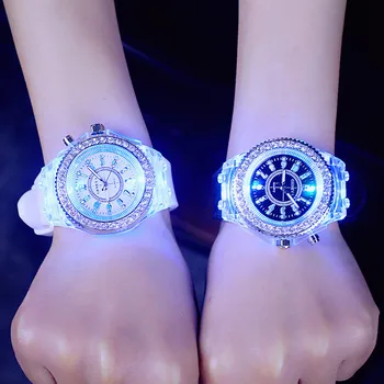 2020 Silikono LED Šviesos Mados Ponios Žiūrėti Moterų Vyrai spalvinga Sporto Rankiniai Laikrodžiai Vyrams Žiūrėti reloj mujer zegarek damski