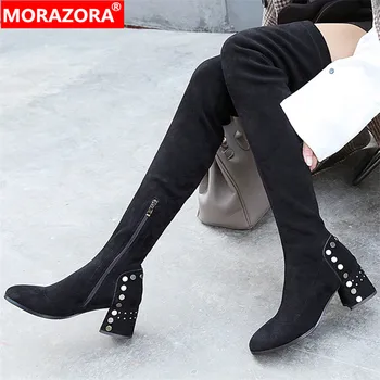 MORAZORA 2020 naują atvykimo šlaunų auliniai batai moterims, pulko zip rudenį aukštakulnius batus zip mados seksualus Ruožas batai moteriška
