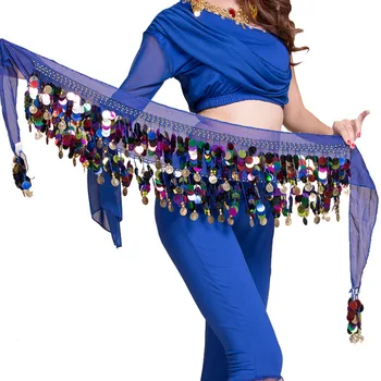 Moterų Pilvo Šokio Kostiumų Hip-Skara Aksesuaras-Diržas Sijonas Garsiausių Monetų Šilko Skara Juosmens Grandinės Suaugusiųjų Kristalų Wrap Dancewear