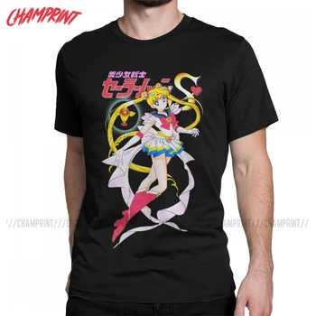 Vyriški Super Sailor Moon Marškinėliai Sailormoon Anime Medvilnės Drabužius Humoro Trumpas Rankovės Įgulos Kaklo Tees Klasikiniai Marškinėliai