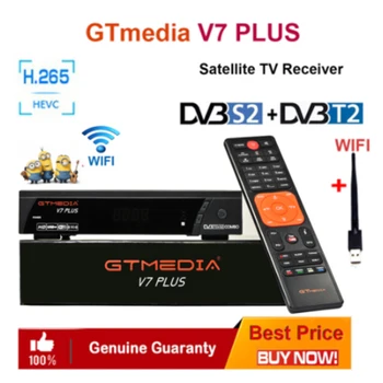GTMedia V7 plius Palydovinė tv Imtuvas: DVB-S2, DVB-T2 combo H. 265 Built-in WiFi palaiko IKS atnaujinti v7 hd su USB wifi tv box