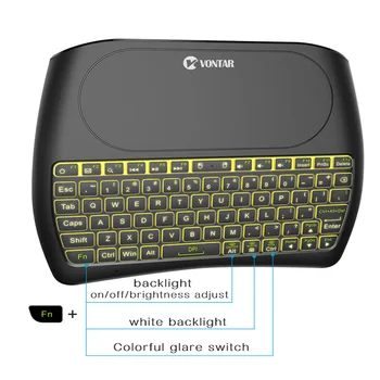 VONTAR D8 2.4 G Bevielio Mini Klaviatūros Apšvietimas lietuvių rusų Keybaord Oro pelės Touchpad Android TV BOX X3 X96 MAX X88