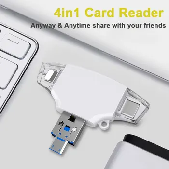 SD Kortelių Skaitytuvas Nešiojamas Reikmenys, microSD Cardreader 4 1 Adapterį, Kompiuterio Atminties Kortelės Smart USB C Adaptador 