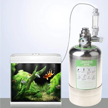 Akvariumas DIY CO2 Generatorius Sistema, Nerūdijančio Plieno Butelis Įrankiai su Slėgio Matuoklis Automatinis Slėgio ribojimo Va Au03 20 Dropship