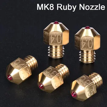 1/2VNT MK8 Ruby Antgalis 3D Spausdintuvo Dalys, Žalvario Antgalis 0.4/0.6/0.8 MM 1.75 MM kaitinimo Siūlelio J-galvos Hotend MK8 Ekstruderiu Ender 3 Pro