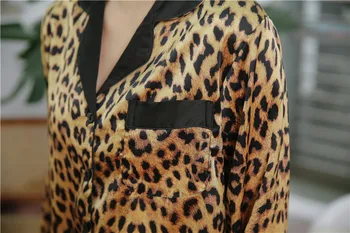 Derliaus Leopard Sleepwear Spausdinti Pižama Rinkiniai moteriškas chalatas Seksualus moteriškas apatinis Trikotažas, naktiniai drabužiai Kelnės Plius Dydis XXL Padažu Suknelė Namų Drabužiai