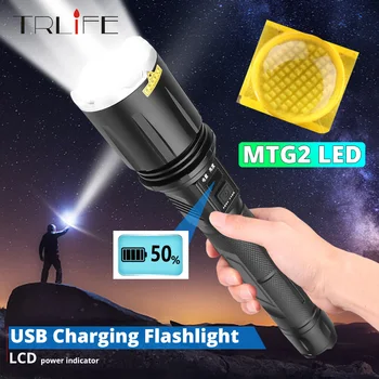 Išplėstinė MTG2 Zoom USB Įkrovimo LED Žibintuvėlis Su Ekranu Saugos Plaktukas Didelis Objektyvo Platus kampas Stiprus USB Šviesos Žibintuvėlis