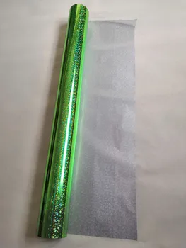 Karšto štampavimo folija, žalios spalvos ratą modelis holografinis folija, karšto spauda ant popieriaus ar plastiko 21cm x120m šilumos spaudos filmas