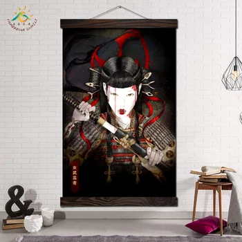 Japonijos Moteris Samurajus Sienos Meno Drobės Įrėminti Spausdinti Tapybos Senovinių Plakatų ir grafikos Sienos Nuotraukas Kambarį Apdaila