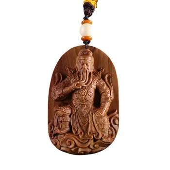 Mediniai Gong Guan Statula Pakabukas Medienos Buda Pakabukas Vyras Amuletas Karoliai Guan Yu Statula Pakabukai Karolius, Medinės Vyrų Priedai