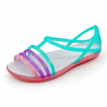 2020 Nauji plastikiniai Sandalai Mergina Vasaros šimtų studentų kristalų želė batai atsitiktinis paplūdimio bateliai skylę batai moteriška dydis 36-40