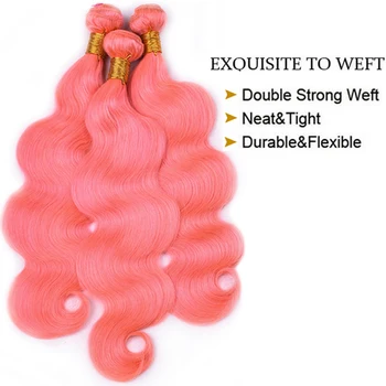 Rose Pink Ryšulius Iš Anksto Spalvos Korpusas Banga Žmogaus Plaukų Ryšulių Peru Žmogaus Plaukų Ryšulių Dorisy Remy Plaukų Priauginimas
